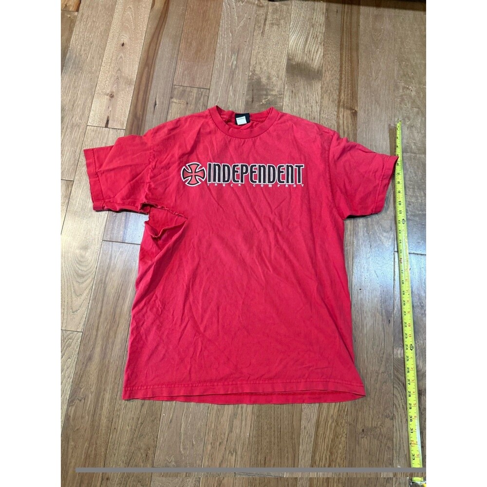 Vintage Independent Truck Co Skate Tee Size L NHS 90s Negative Space T-Shirt Red